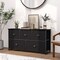 Black Steel MDF Nightstand 5-Drawer Fabric Storage Cabinet for Bedroom